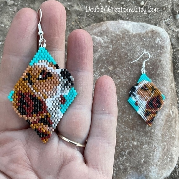 Beagle Beaded Earrings, New, Handmade by Me - Picture 3 of 8